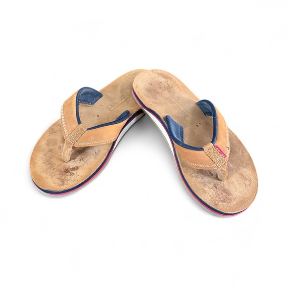 Hari Mari Tan Leather Pier Flip Flops Size 12 - Picture 1 of 9